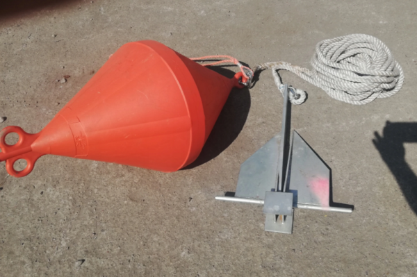 10kg Danforth anchor with rope and buoy
