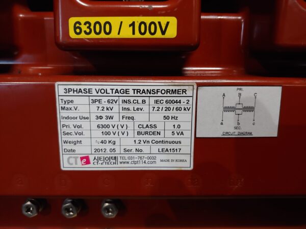 3 Phase Voltage Transformer 3PE-62V - 6300/100V 1