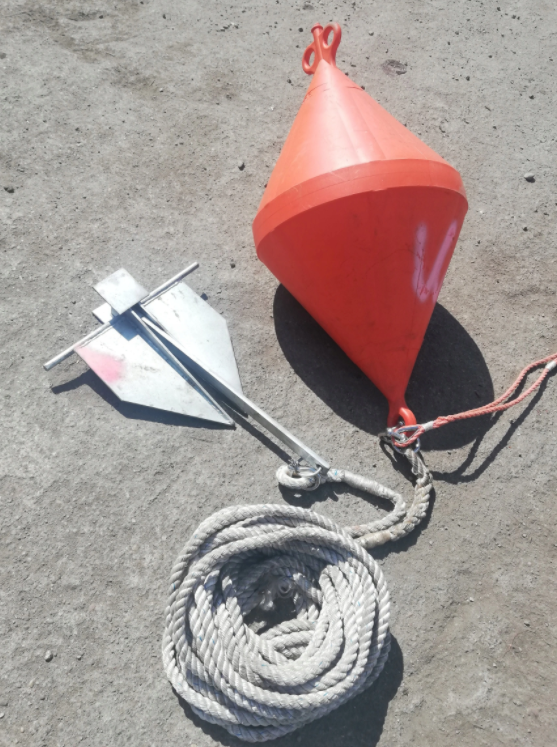 10kg Danforth anchor with rope and buoy