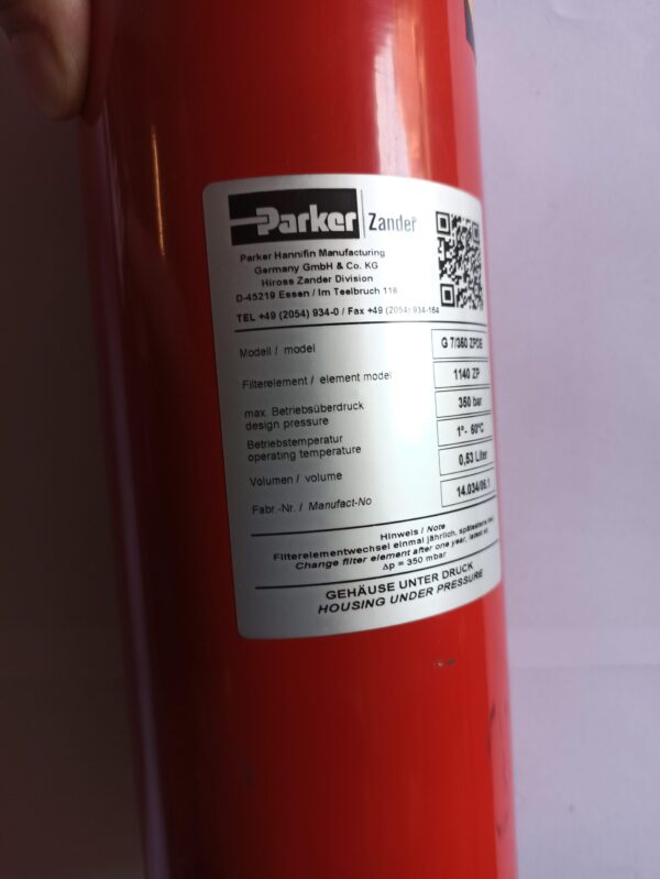 Parker Filter with bottle G7/350 2PDE 11402P