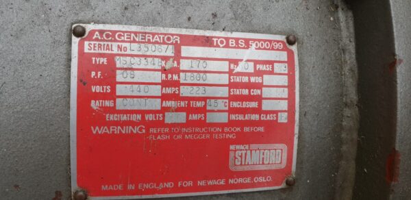 DETROIT-STAMFORD GENERATOR SET 170KVA 440V 60HZ 1800RPM 10647002 / MSC334B