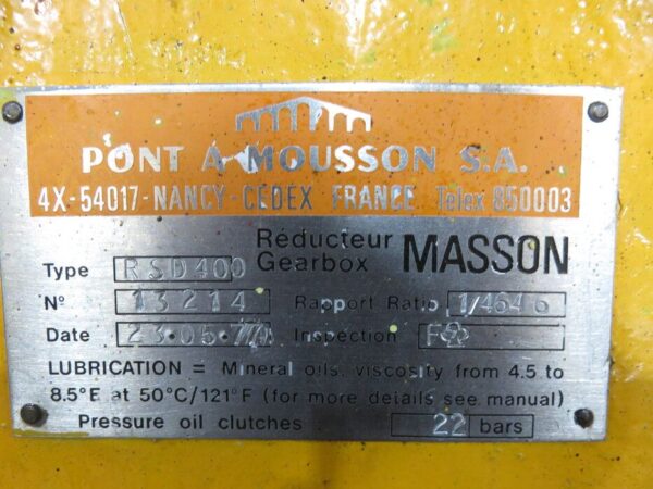 MASSON RSD400 - COMPLETE USED GEARBOX