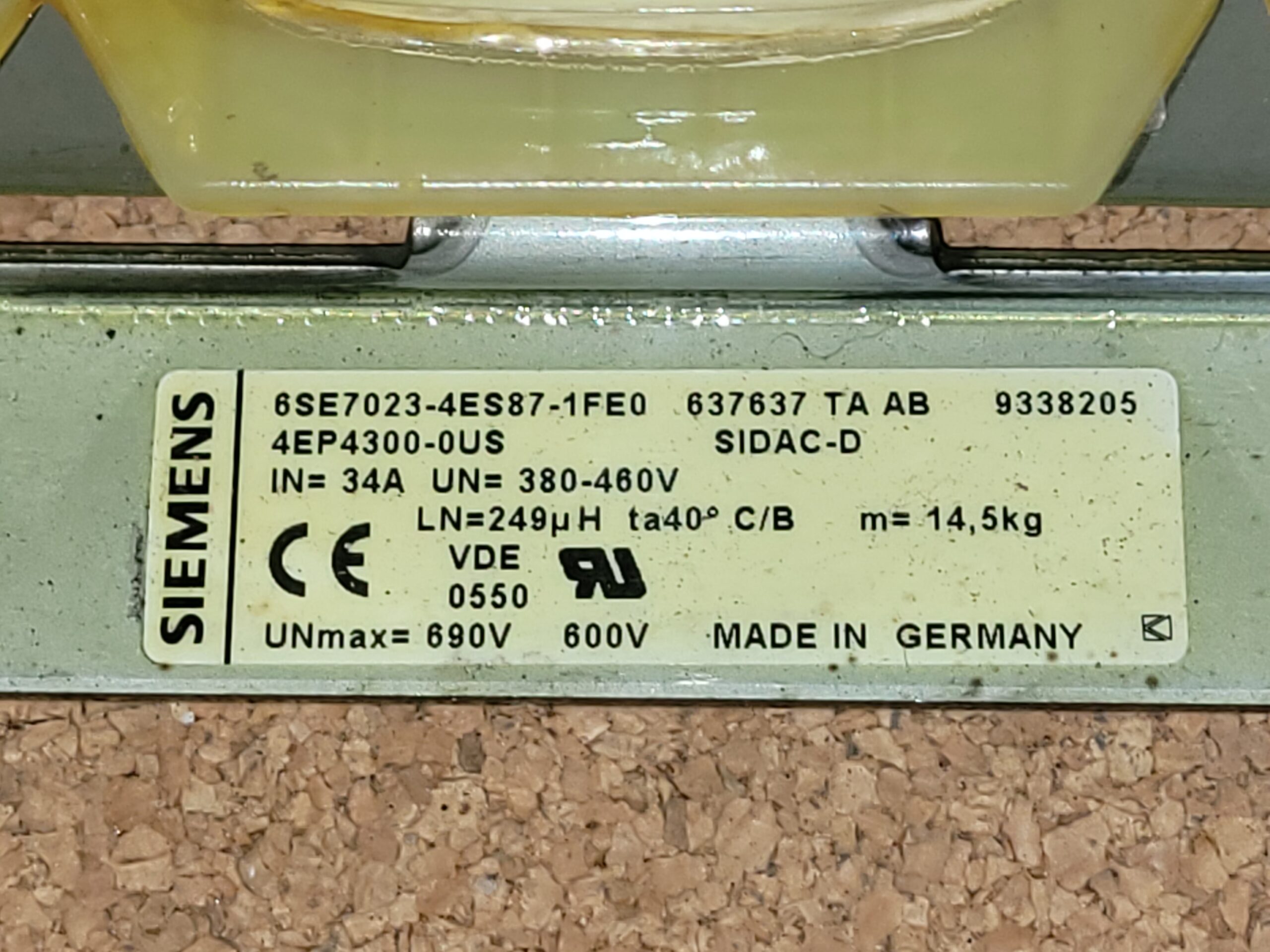 Siemens Line Reactor 6SE7023-4ES87-1FE0 – 380–460V, 34A, 249µH - Image 2