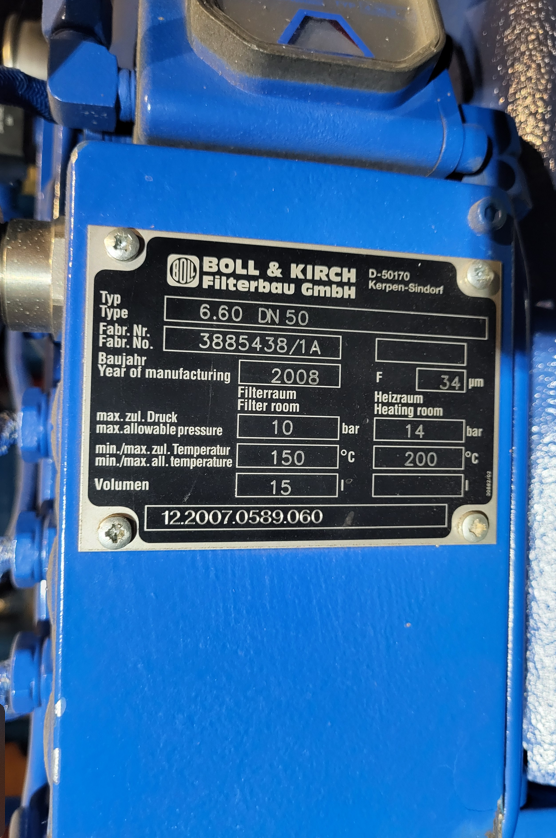 BOLL & KIRCH 6.60 DN50 AUTOMATIC BACKFLUSHING FILTER – 34 µm